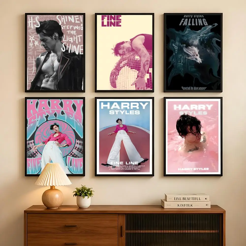 Póster del cantante H-Harry S-Styles, póster autoadhesivo, pegatina de papel impermeable, decoración de pared para cafetería, Bar, habitación