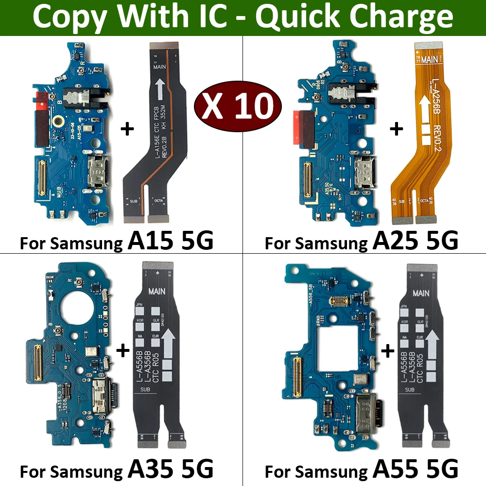 10Pcs/Lot, USB Charge Port Jack Dock Connector Charging Board Mainboard Main Board Flex Cable For Samsung A15 A25 A35 A55 5G