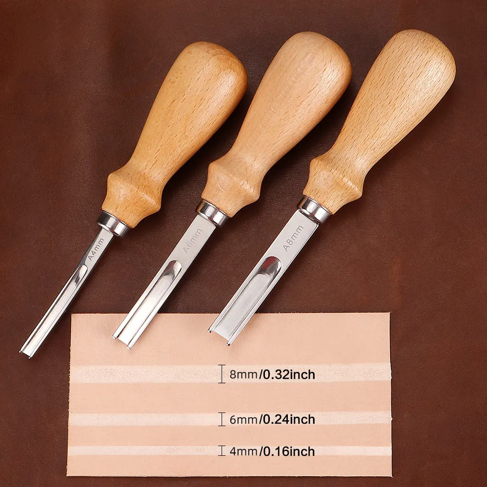 4/6/8mm Leather Edge Beveler Tool French Skiver Wide Mouth Leather Edge Bevelers Skiving Trimmer DIY Leather Craft Tools