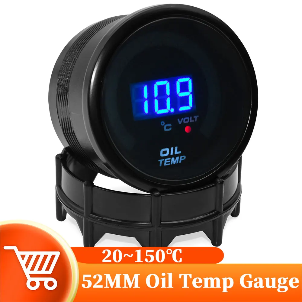 Universal Oil Temprature Gauge With 1/8 NPT Temperature Sensor 20-150Celsius Car Tempe Meter Holder Cup For Car Racing 12V