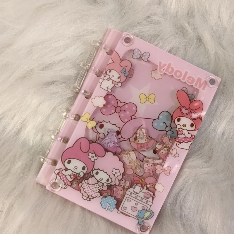 

Милый блокнот Sanrio Melody A7: Новый, очаровательный, для студентов, с акриловым шейкером, кавайный дизайн