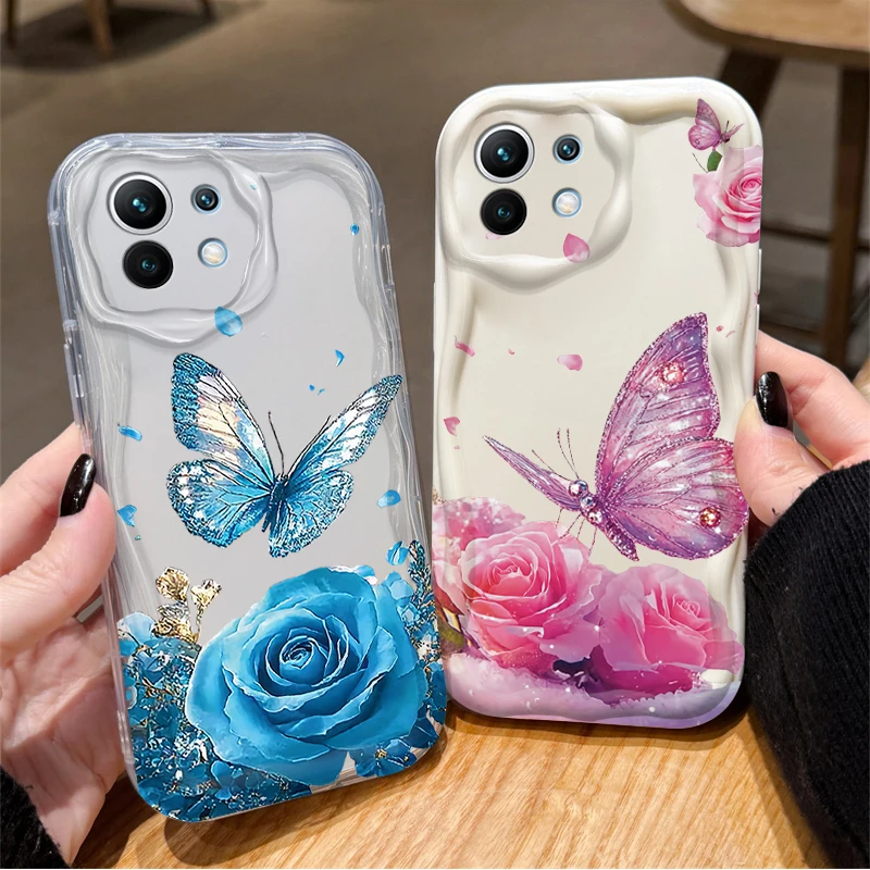 Чехол Artistic Butterfly Rose для Xiaomi POCO X7 X6 X5 X3 NFC F7 Ultra F6 F5 Pro F4 F3 GT M5S C65 C75 M3 M4 M5S M6 M7 Pro 4G 5G