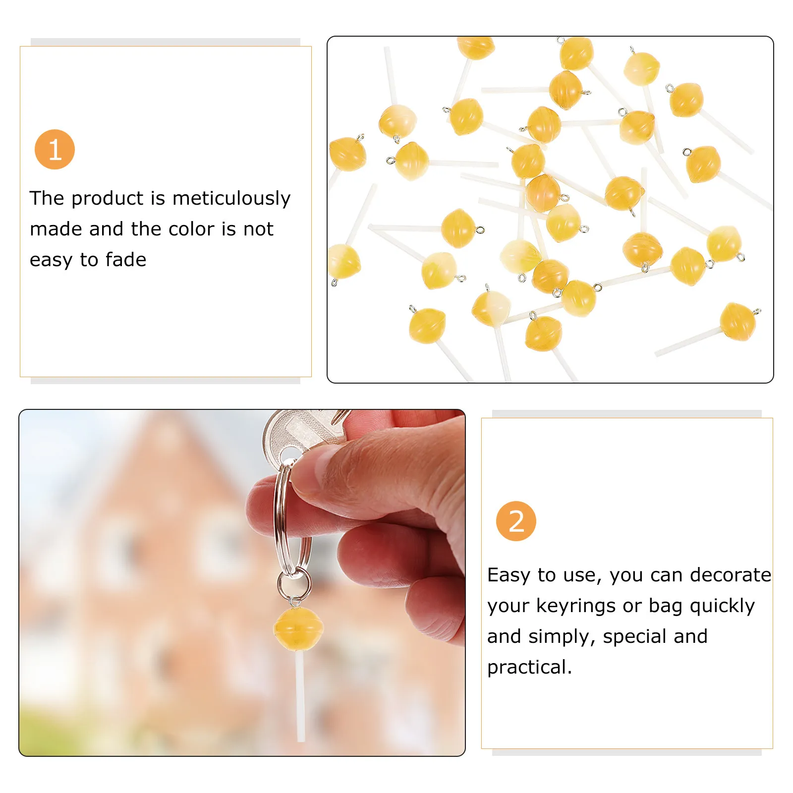 

30Pcs Keychain Pendants Resin Hanging Decor for Keys Bags Cars Birthday Gift Fashion Pendant Creative Key Ring