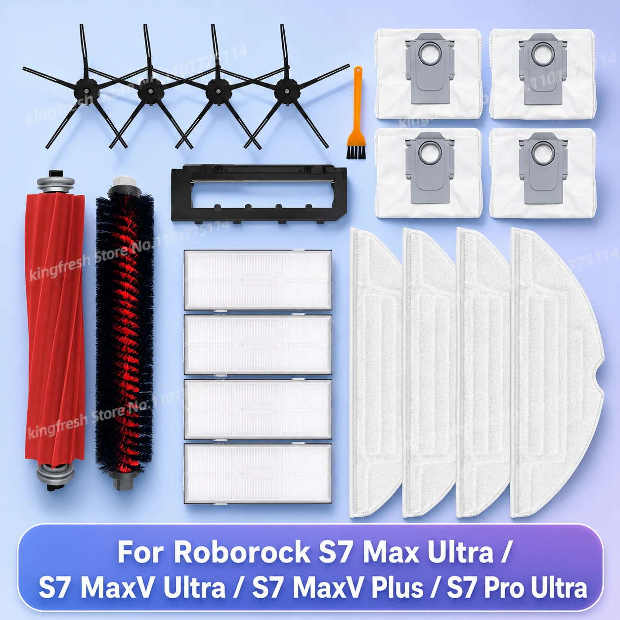 Fit For Roborock S7 Max Ultra / S7 MaxV Ultra / S7 MaxV Plus / S7 Pro Ultra Parts Main Side Brush Hepa Filter Mop Cloth Dust Bag