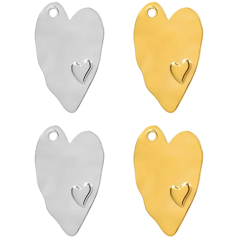 不規則なハート型のペンダント、小さな愛の装飾、良質、ステンレス鋼、ファッションクラフト、卸売、ロットあたり7個