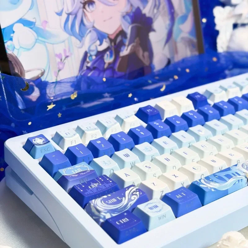 ZY NEW Genshin Impact Furina Anime Keycaps Mechanical Keyboard Cherry PBT 5-side Dye-Sub Custom Keycaps PC Gaming Accessories