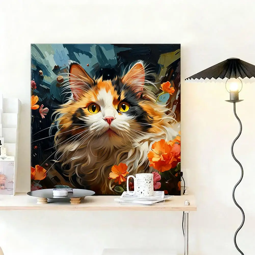 Among The Flowers Cat Zero Based Teaching DIY Digital Coloring Painting With Manual And Canvas Filling Definition Oil High N9R9