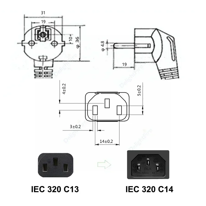 EU Plug AC Power Cable 1.5/2/5m IEC C13 Schuko PC Power Extension Cord For Projector PC Computer Monitor Printer HDTV Samsung TV