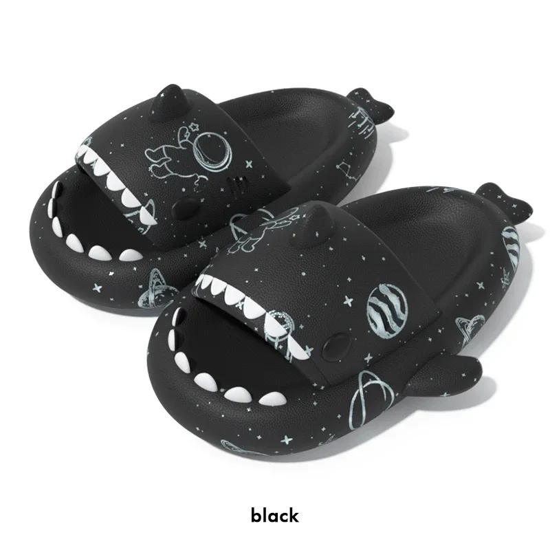 Fashion Shark Slippers for Women Men Outdoor Beach Slides Bathroom Non-slip Thick Sandals Home Couple Shark Flip Flops Flat Shoe