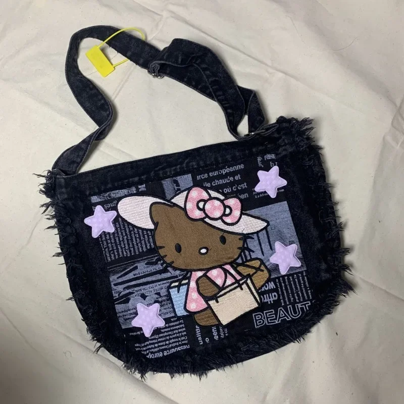 MBTI Y2k Hello Kitty bolso de hombro para mujer bordado vaquero Harajuku bolso de mensajero de moda Vintage Original bolso de señora de diseñador