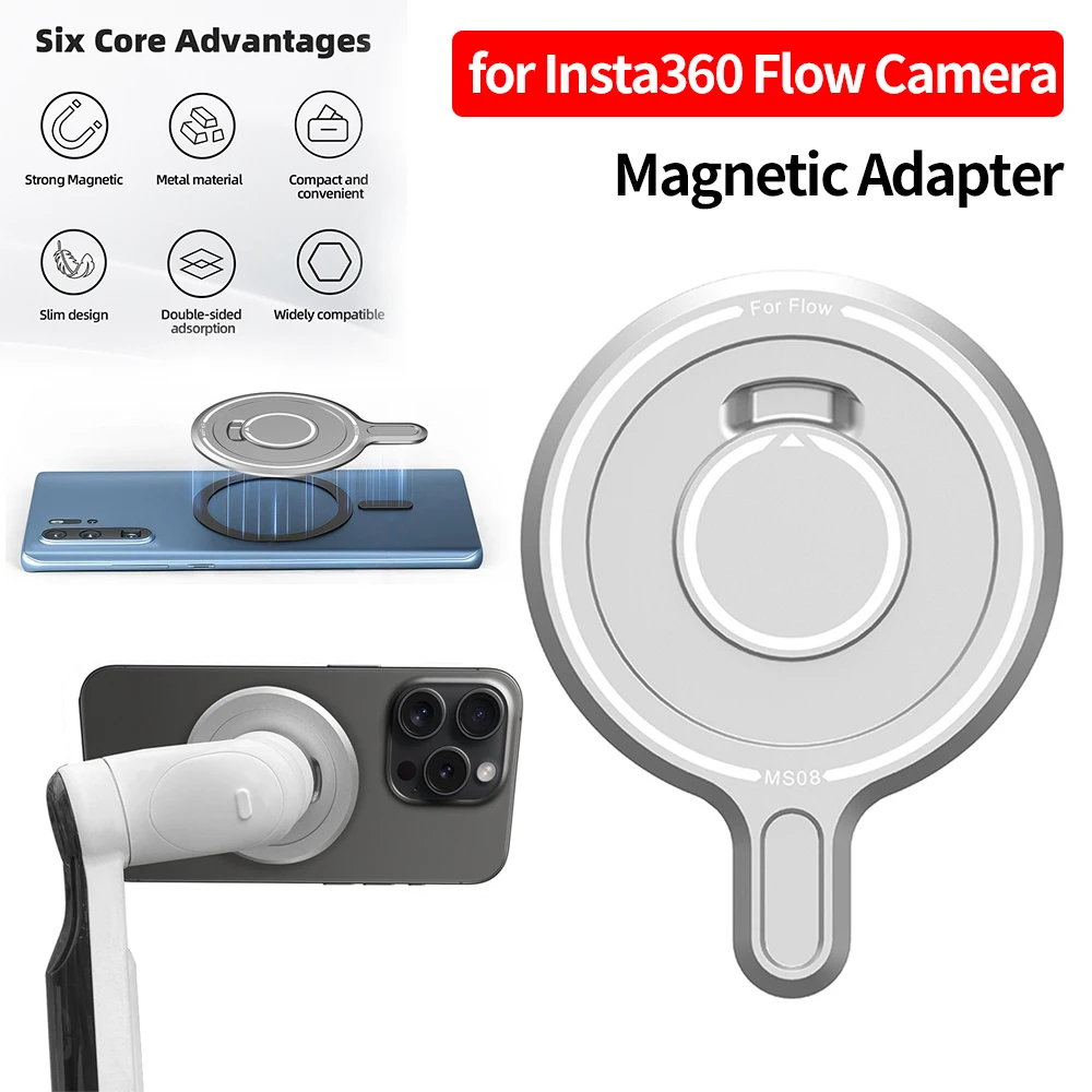 Universal Magnetic Adapter for Insta 360 Flow Camera Phone Magnet Mount Adapter for Insta360 Flow Smartphone Gimbal Stabilizer