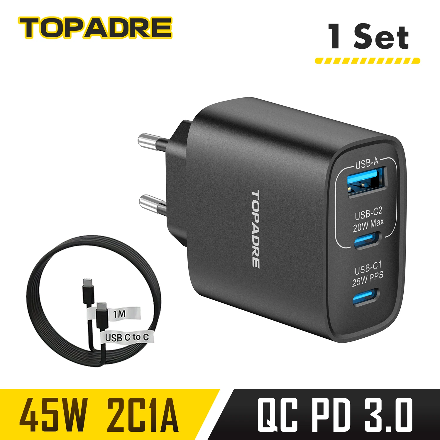 45W GaN-Ladegerät für Smartphones PD Super-Schnellladung 2.0 PPS Typ-C Display-Ladegerät für iPhone 17 16 Xiaomi Samsung