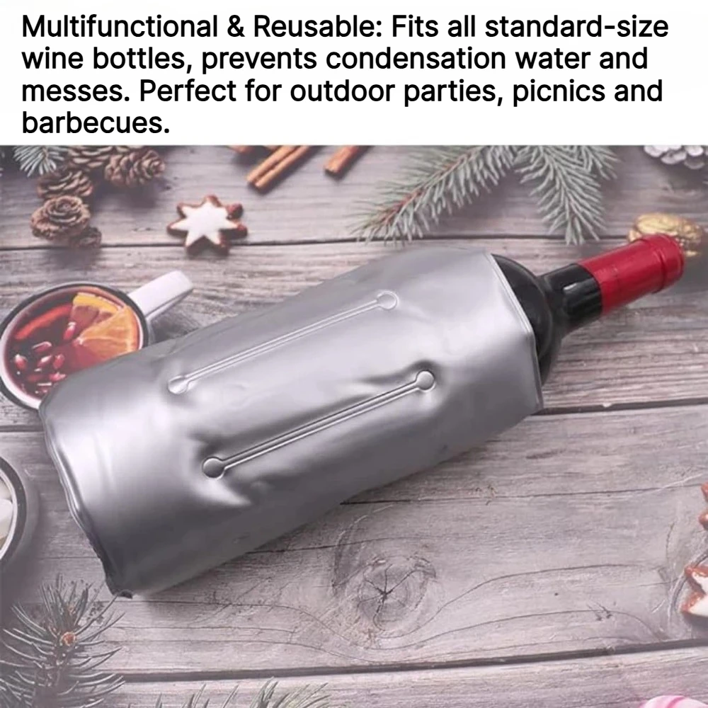 Tragbare Gel-Weinkühler-Hülle Champagner Bierflaschenkühler Eisbeutel für Picknick Party BBQ Camping Reise BYOB Getränkegeschenk Barzubehör – Detail 4