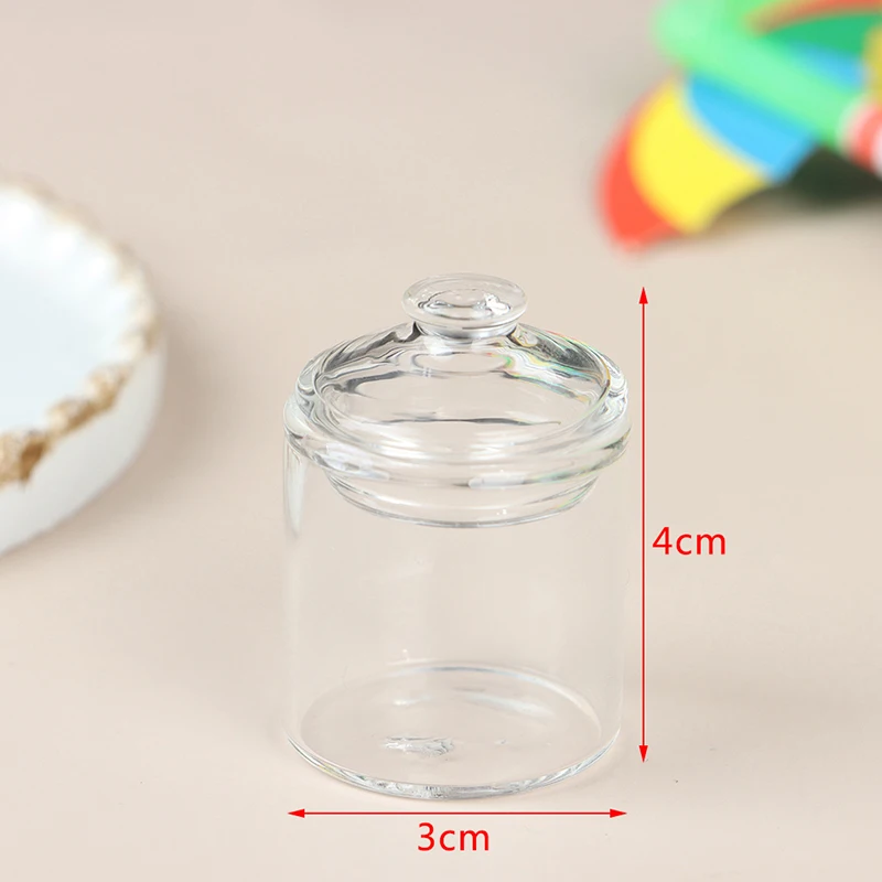 Mini tarro de cristal para dulces, comida de alto borosilicato, accesorios para casa de muñecas, tarros pequeños de vidrio transparente para almacenamiento de cocina