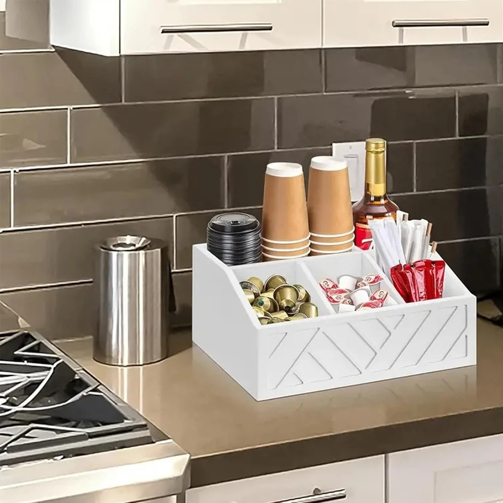 Coffee Bag Storage Box Wooden Tea Bag Storage Partition Home Coffee Paper Cup Bar Storage Display Box Kitchen Organizer view 2