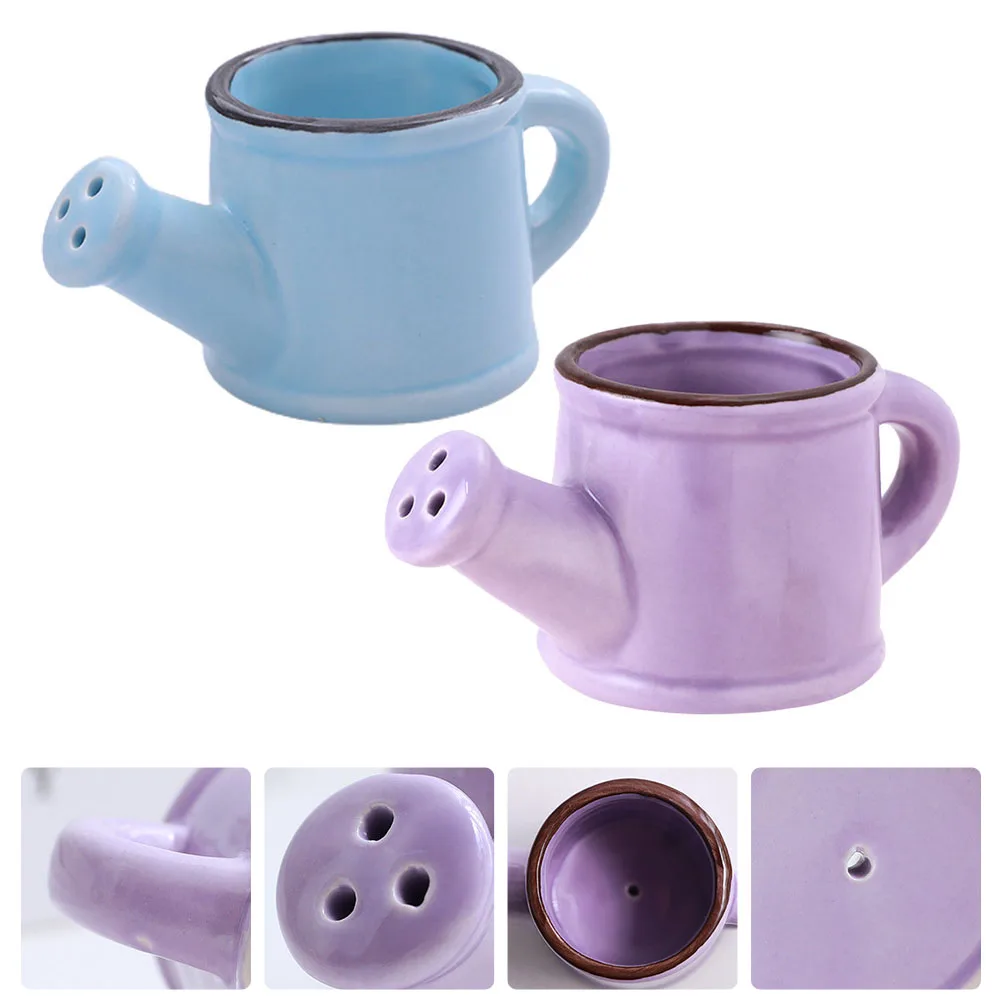 

2 Pcs Mini Watering Can Small Garden Ceramics Blue Indoor Plants Flower Pots Durable Thickened Design Plant Watering Pot