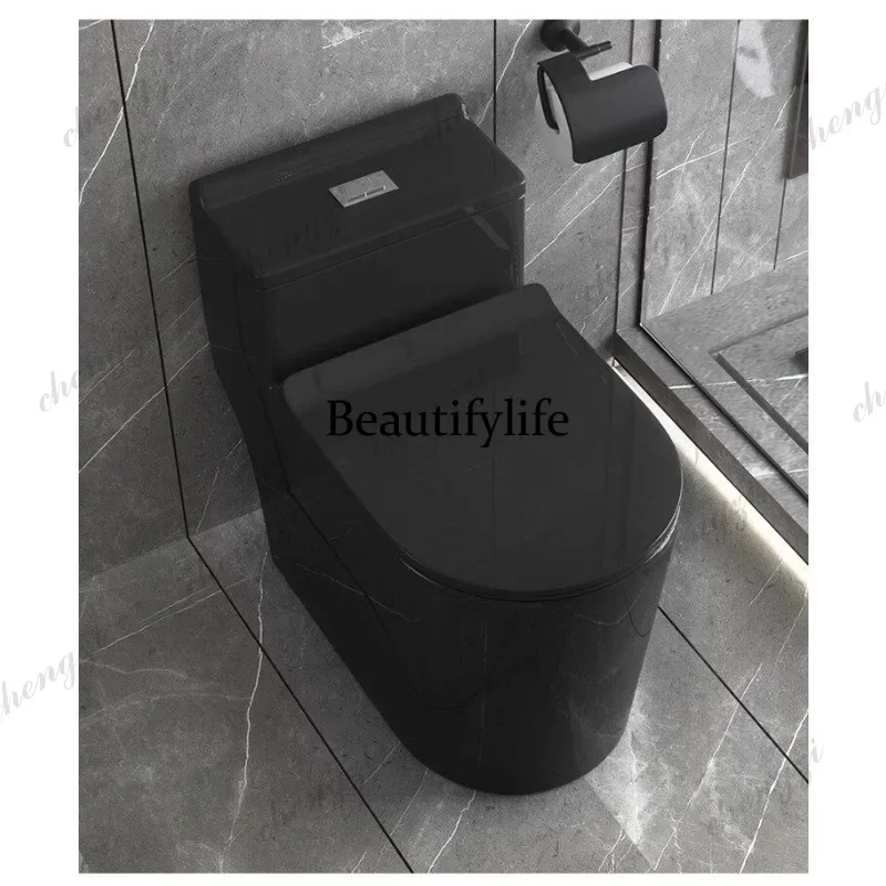 Y183 Black toilet new high temperature firing large diameter anti-blocking deodorant siphon toilet