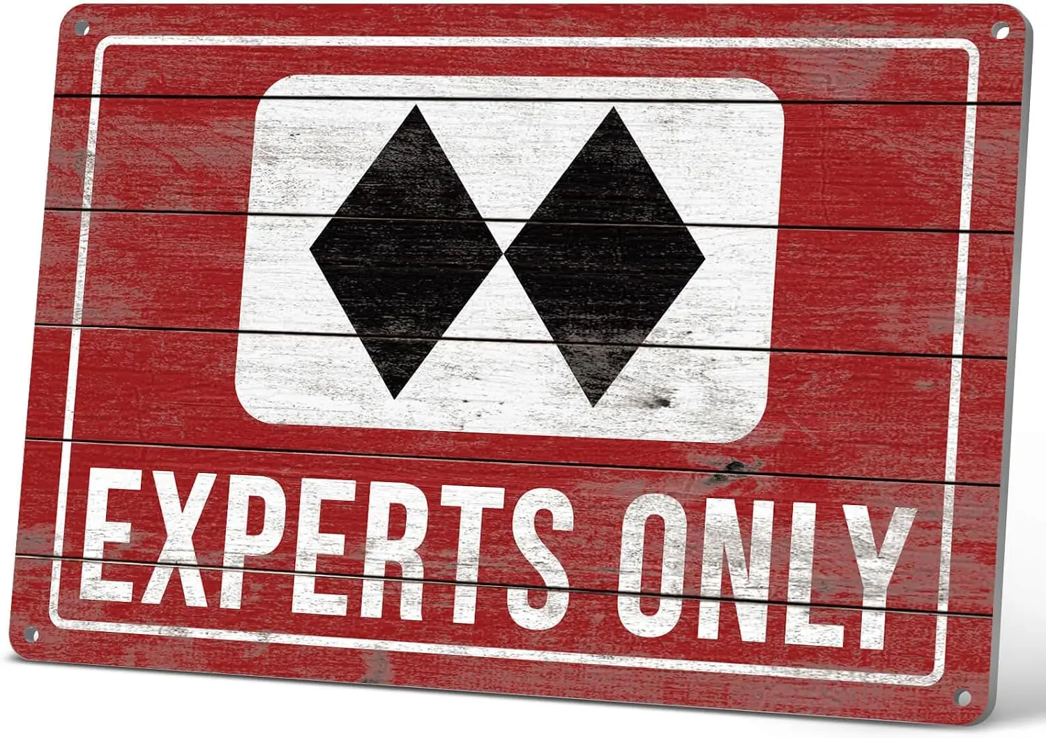 HYBLOM Vintage Expert Only Double Black Diamond Ski Warning Sign - Ski Lodge, Cabin Decor, Winter Party Decorations, and Skier G