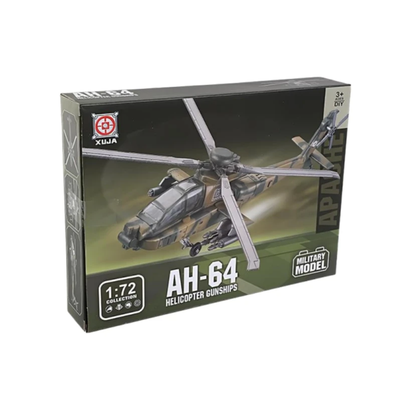 

1/72 AH-64 Helicopter Gunships Model Creative Military Series Building Blocks Home Decor Assembled Toys For Boys Christmas Gifts