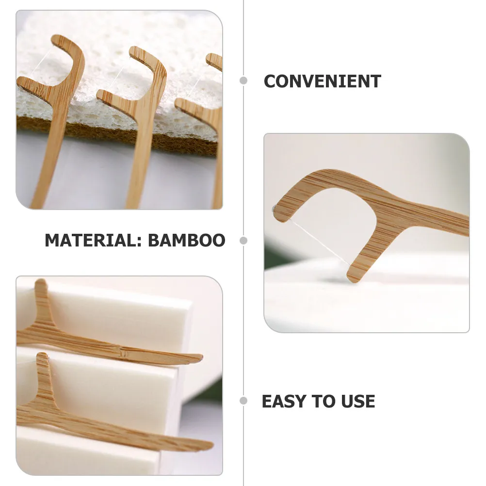 20Pcs Bamboo Floss Picks Ultra Thin Flexible Floss Stick Ideal for Tight Spaces Gentle on Gums Removes Trapped Debris Flossing