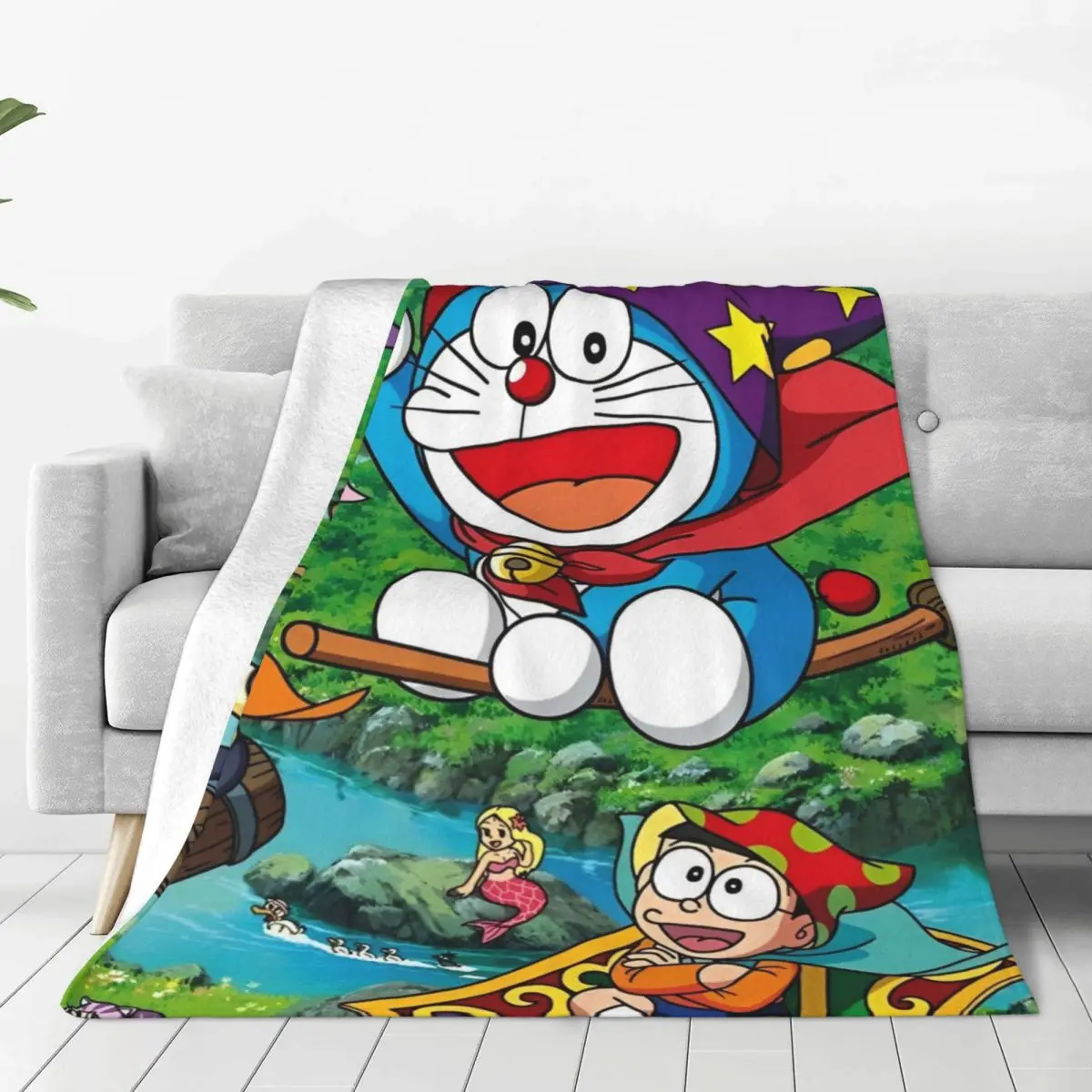 Cartoon D-Doraemon Blankets Soft Warm Novelty Plush Throw Blanket For Couch Bed Travel Office Flannel Bedspread Bed Cover