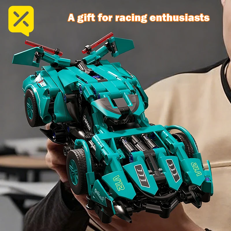 Toylinx diy blocos de montagem de carro de corrida de alta velocidade kit de bloco de construção de veículo exclusivo colecionável supercar tijolos de construção brinquedo