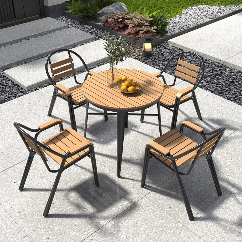 Balcony courtyard leisure table and chair garden simple outdoor Nordic rain and sun protection outdoor combination
