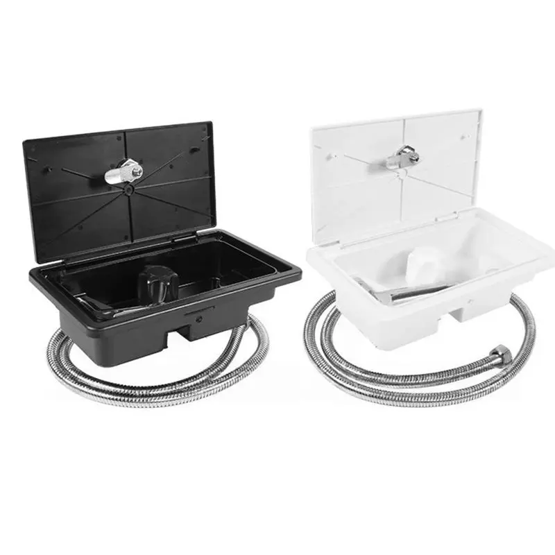 A95E-RV External Shower For Caravan Outdoor Shower Box Kit With Lock Hot Cold Single Knob Switch For Boat Yacht Motorhome White