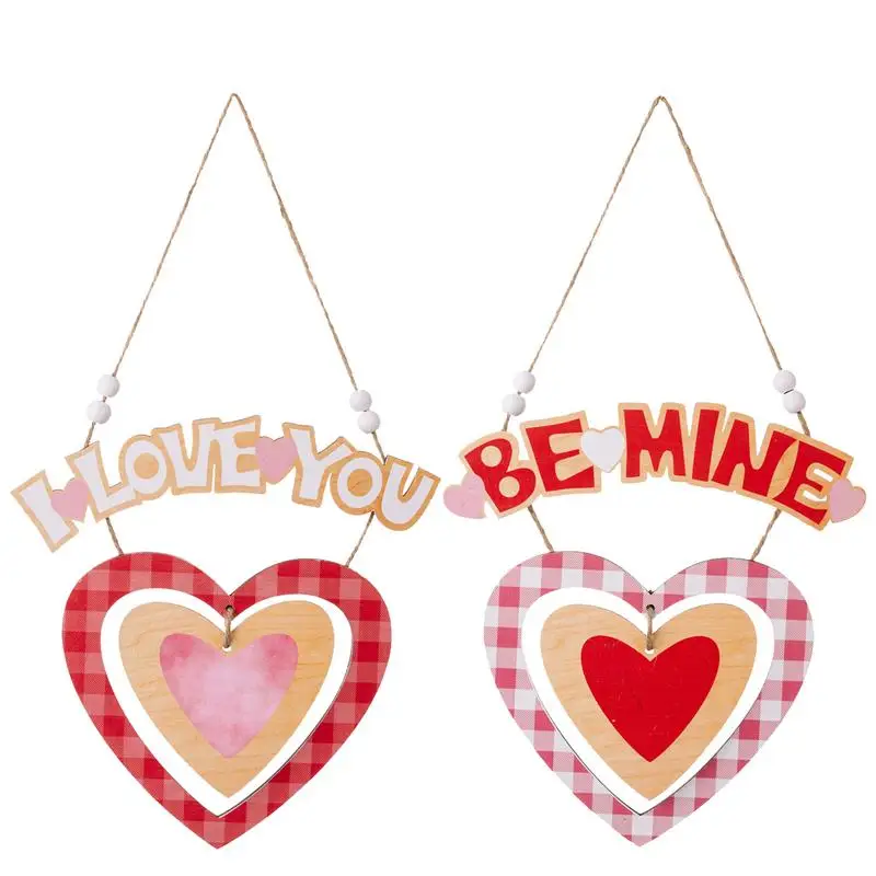 

Valentines Day Door Hanger BE MINE Welcome Sign Wall Decor 2X Heart Shaped Front Door Decorations 30x17cm/11.8x6.7 Inch