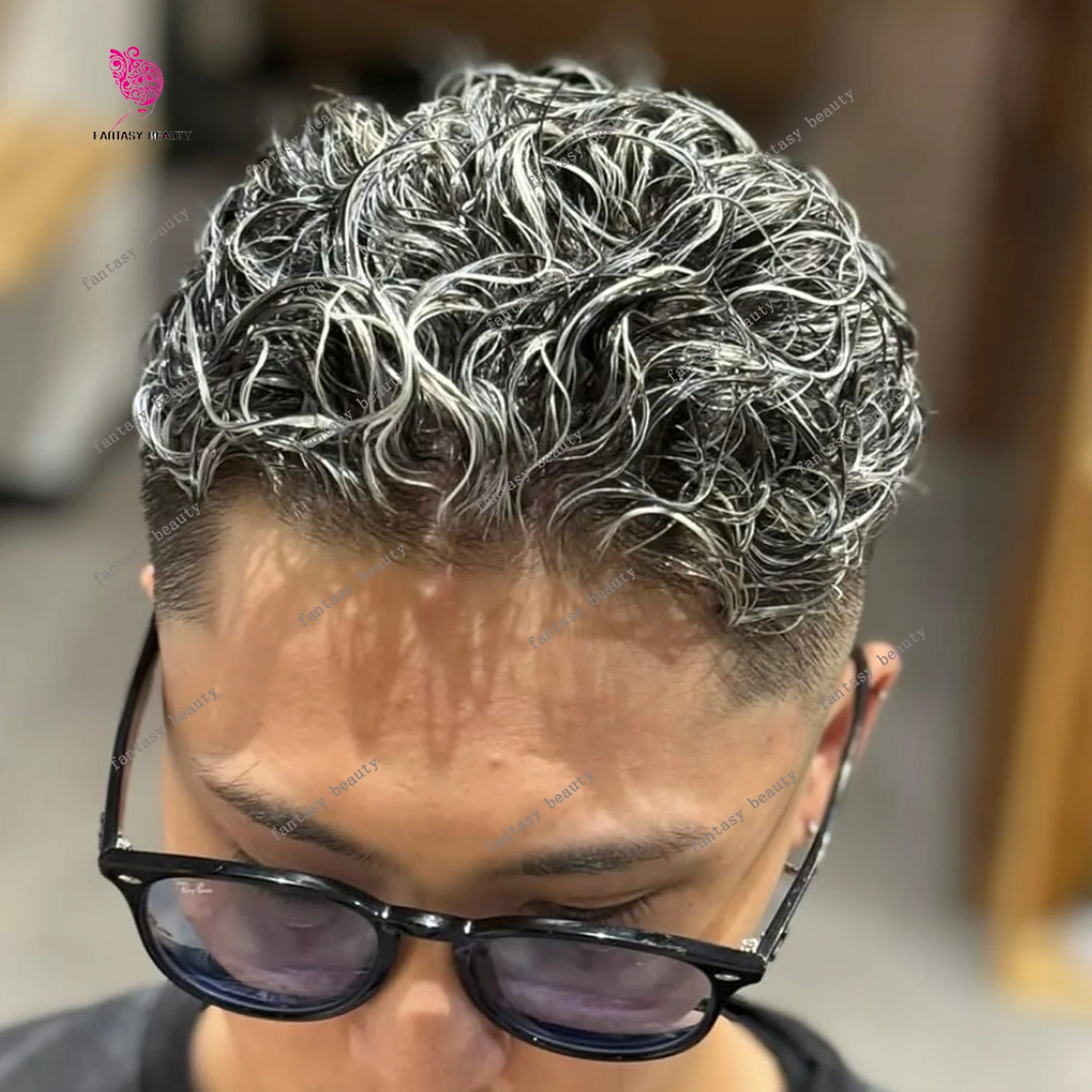 30mm Wave Grey 1b65 1b20 Herren Toupet Dunkelbraun Schwarz Mann 100 % Echthaar Perücke Super dünne Haut 0,1mm PU Günstige Kapillarprothesen
