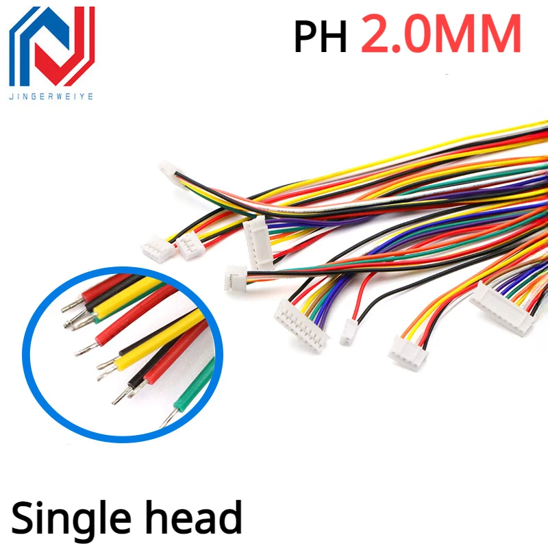 

10PCS/lot Mini Micro JST PH 2.0mm Female Connector 2P 3P 4P-12Pin Single head Plug with Terminal Wires Cables 30cm 50cm 26AWG