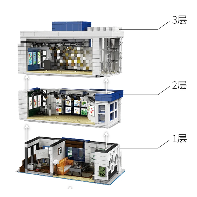 3536PCS City Street View Building Blocks Modular Architecture Model MOC-67005 Modern Art Gallery Toys for Childrens Boys Gifts