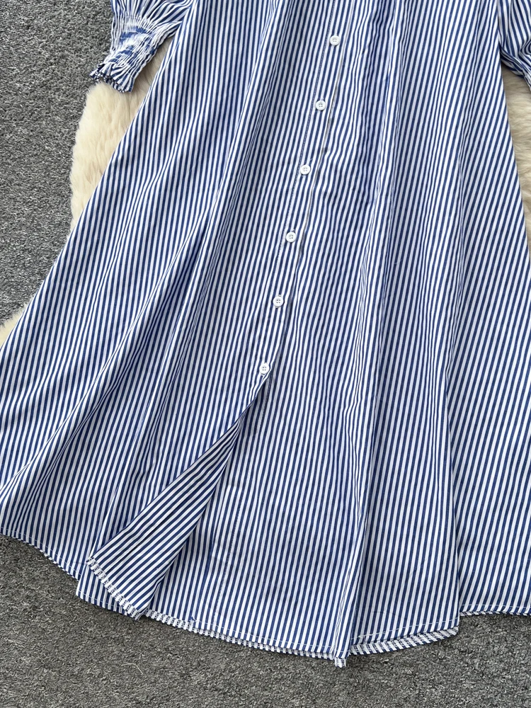 Slimming A-Line Striped Shirt - Korean Style A Line Shirt Dress review and price