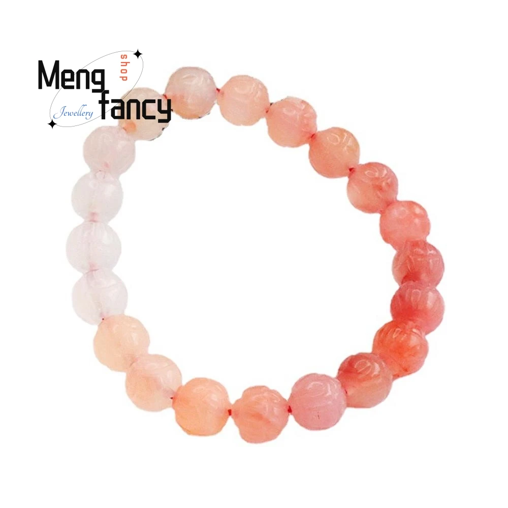 Natural Salt Source Agate Lotus Beads Strings Colorful Treasure Bracelet Simple Elegant High-grade Couple Luxury Quality Jewelry