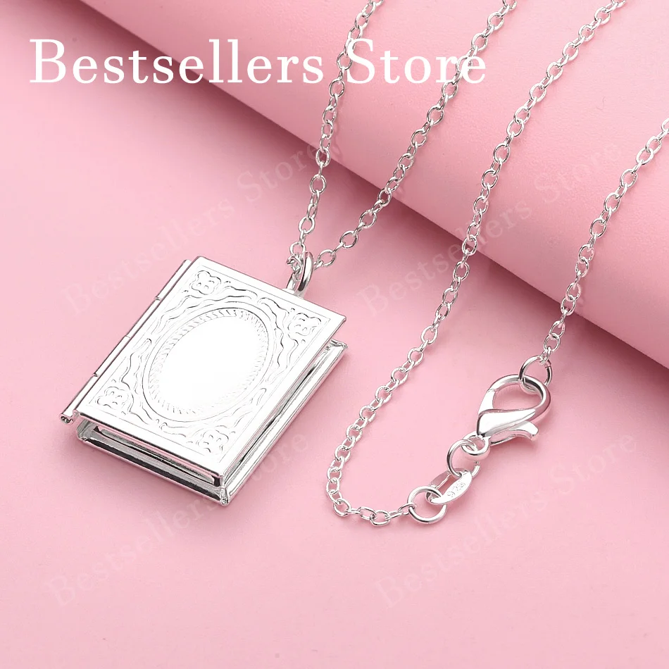 925 sterling silver 16-30 inch exquisite square foldable pendant necklace for women's wedding fashion jewelry accessories