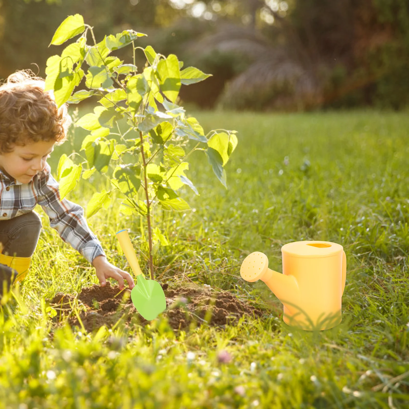 

1Set Children Garden Tool Set Bright Planting Tools for Backyard Fun Small Rake Watering Can Mini Shovels Outdoor
