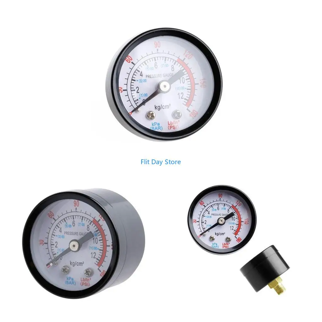 F92C Air Compressor Pneumatic Hydraulic Fluid Pressure Gauge 0-12Bar 0-180PSI New