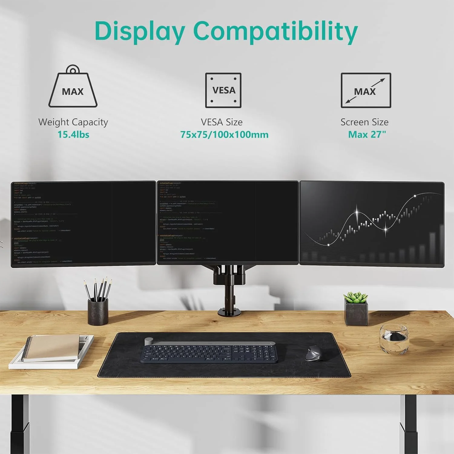 Hot Sale Triple Monitor Arm, 3 Monitor Stand Desk Mount for Three Flat/Curved Computer Screens