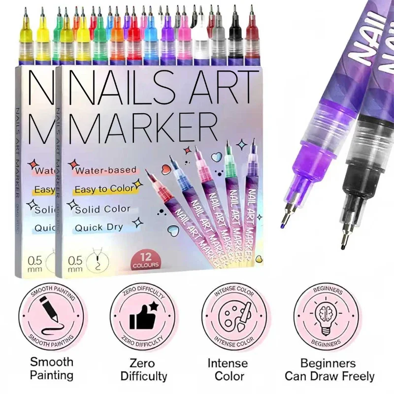 1/2/3 قطعة المبتدئ لتقوم بها بنفسك مسمار الفن الكتابة على الجدران القلم سهلة التشغيل طويلة الأمد اللون غرامة إبرة أنبوب التجفيف السريع القلم مسمار أدوات الرسم