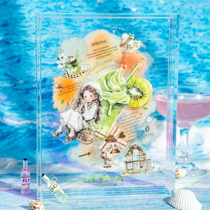 

10Pcs Stickers summer business large sized girls dessert Collage material package Crafts DIY Supplies Scrapbooking cut 161*120mm