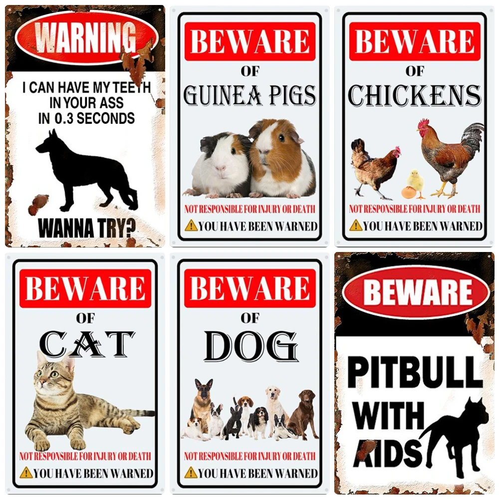 Panneau Avertissement Chien « Beware Of Dog – Do Not Enter » – Plaque Métal Extérieur 20,3 X 30,5 Cm – Style Vintage