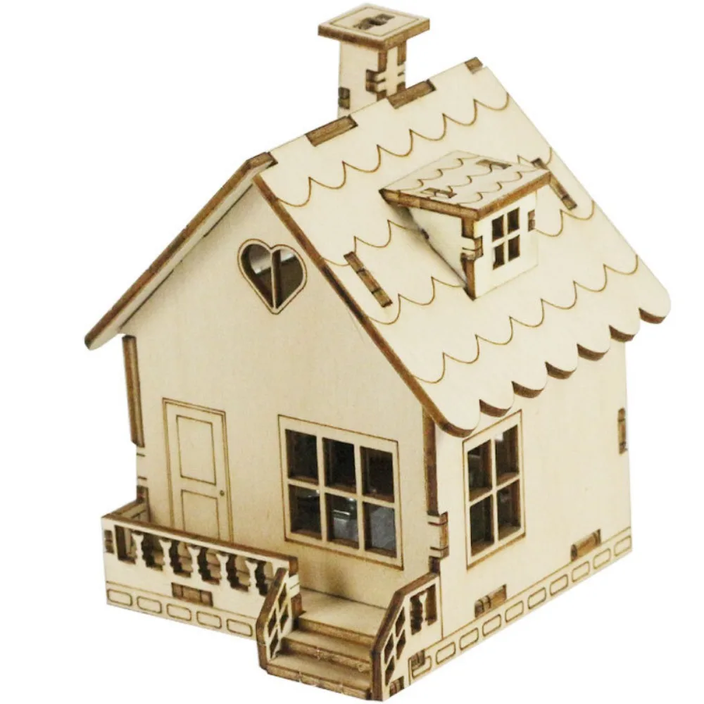 Puzzle 3D de boîte à musique de maison en bois pour enfants et adultes, jouets d\'assemblage à construire, modèle de mètre de bricolage, puzzle