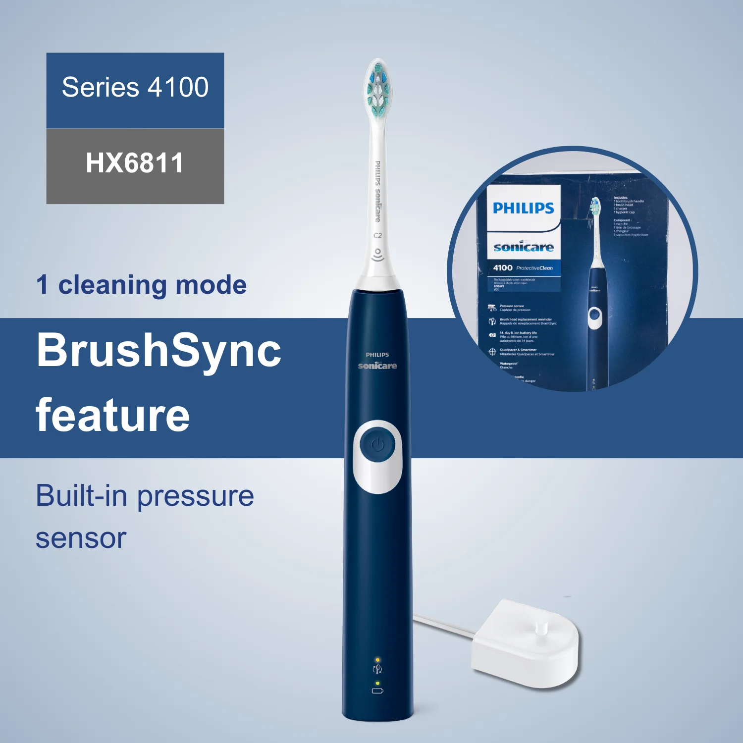 Philips Electric Toothbrush Sonicare ProtectiveClean 4100 HX6811