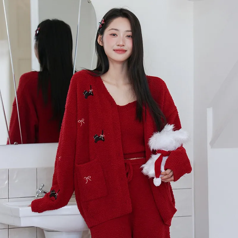 thi-–-ensemble-de-vetements-en-velours-pour-femmes-maison-loisirs-celebration-de-mariage-t-shirt-en-velours-collection-rouge