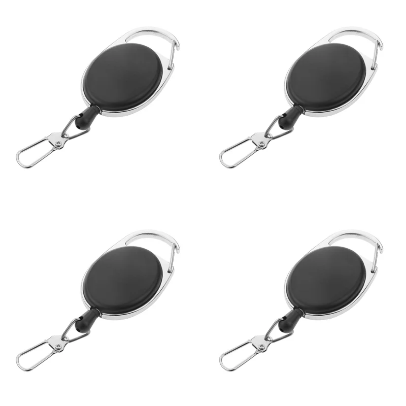 A29F-4X Moschettone retrattile resistente Badge Trilli Filo da 60 cm con clip per portachiavi Nero