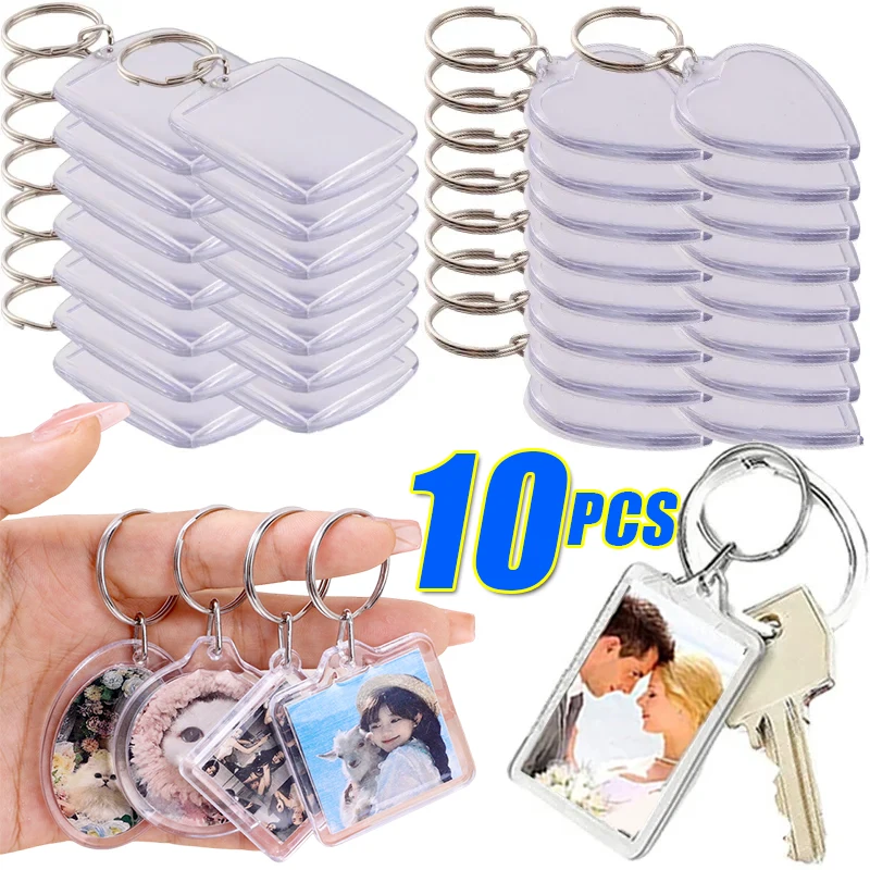 1/10pcs Transparent Photo Frame Keychain Tassels Snap-In Custom Insert Photo Acrylic Keyring Blank Picture Pendants Card Holder