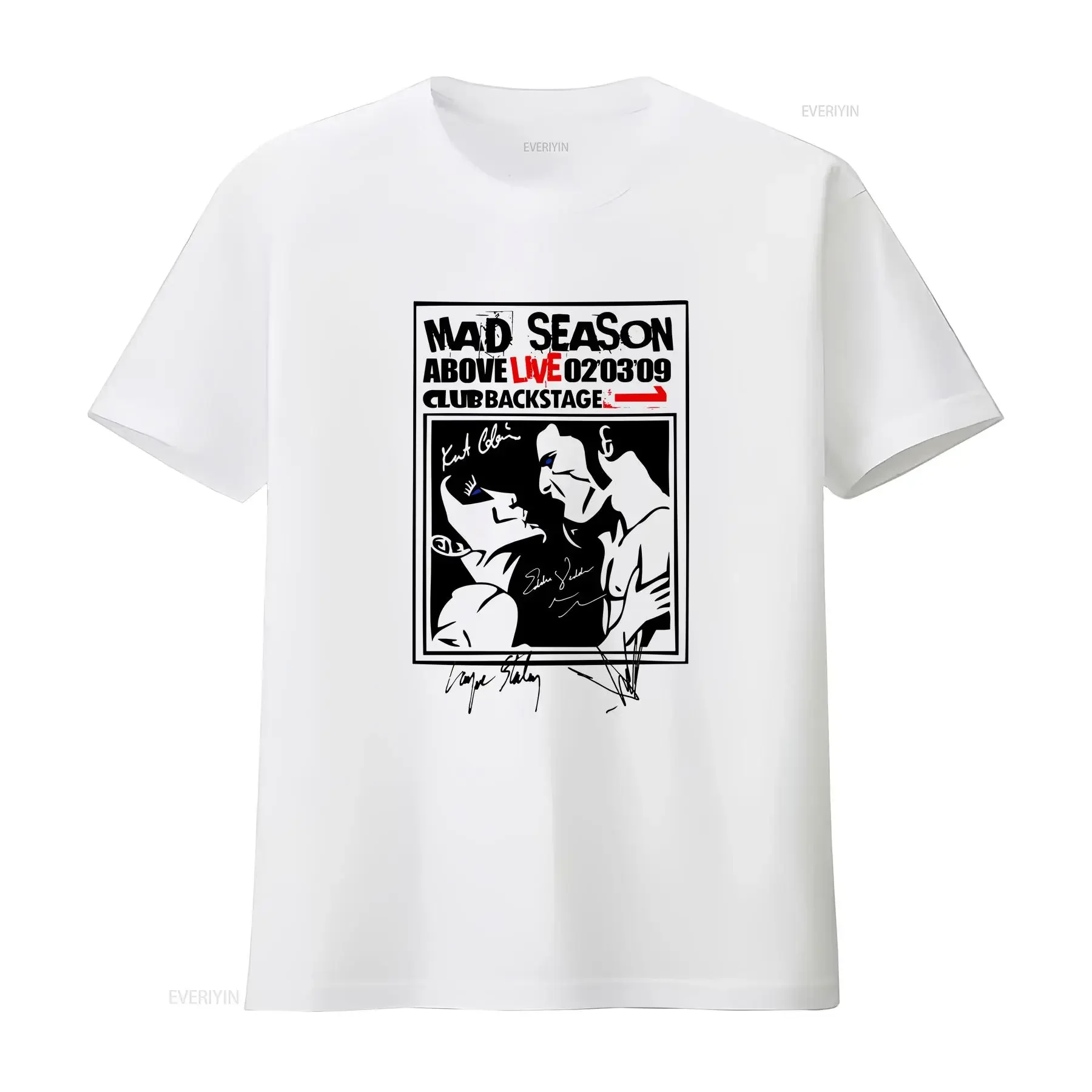 Rare Mad Season Above Album T Shirt New Black S 2345XL C583 vintage Washed homme fashion Unisex Top For Everyday Wear graphic