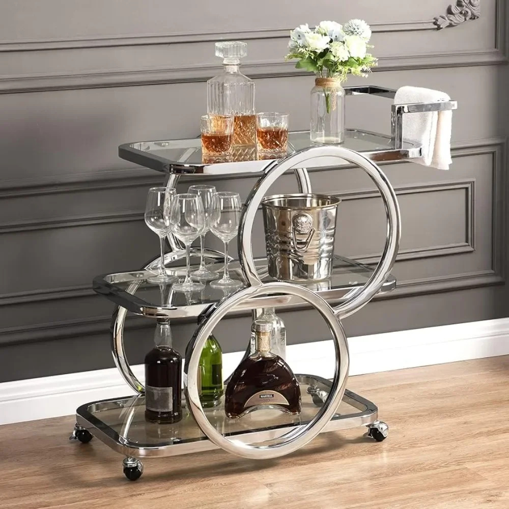 

Family bar service cart, 3rd floor kitchen cart with wheels, mobile bar cart, family kitchen, restaurant, living room, party