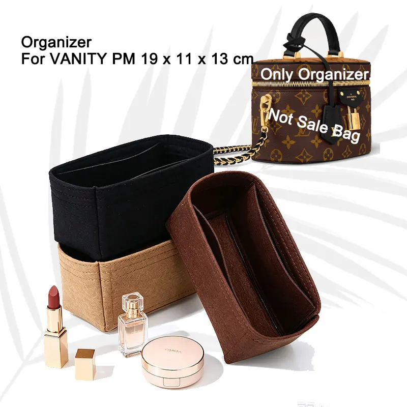Felt Bag Organizer Insert For Vanity PM Small, Makeup Handbag Inner Liner Purse Organiser, Cosmetic Storage Divider Shaper Pouch