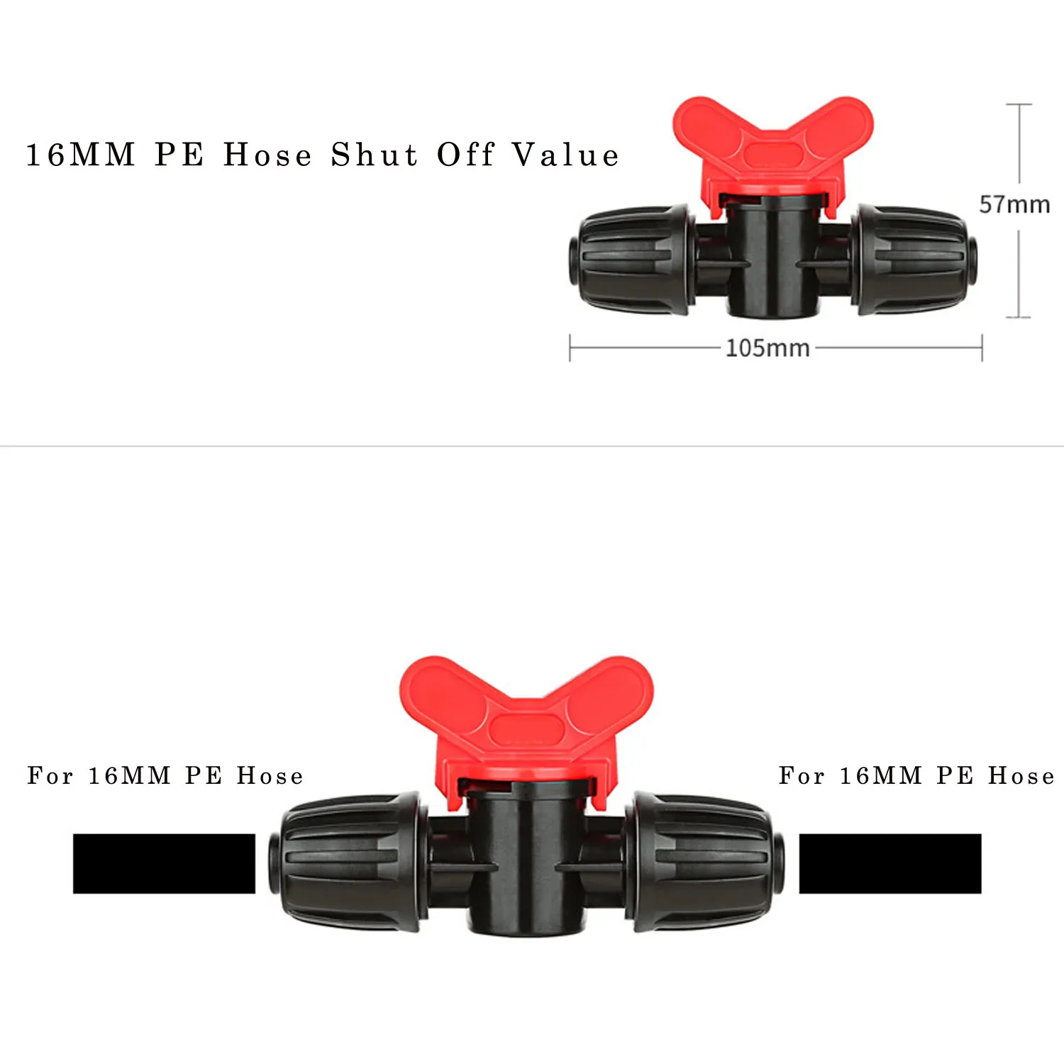14PCS 1/2 Inch Irrigation Tubing Fittings Kit 16mm Drip Tubing Barbed Locked Nuts Connectors With 4 Tees 1 End 4 Elbows 2 Values